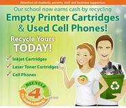 Our school now earns cash by recycling empty printer cartridges and used cell phones